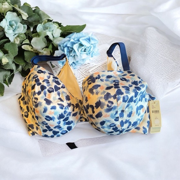 Cacique Leopard Print Blue, White & Pink Bra - Picture 2 of 9